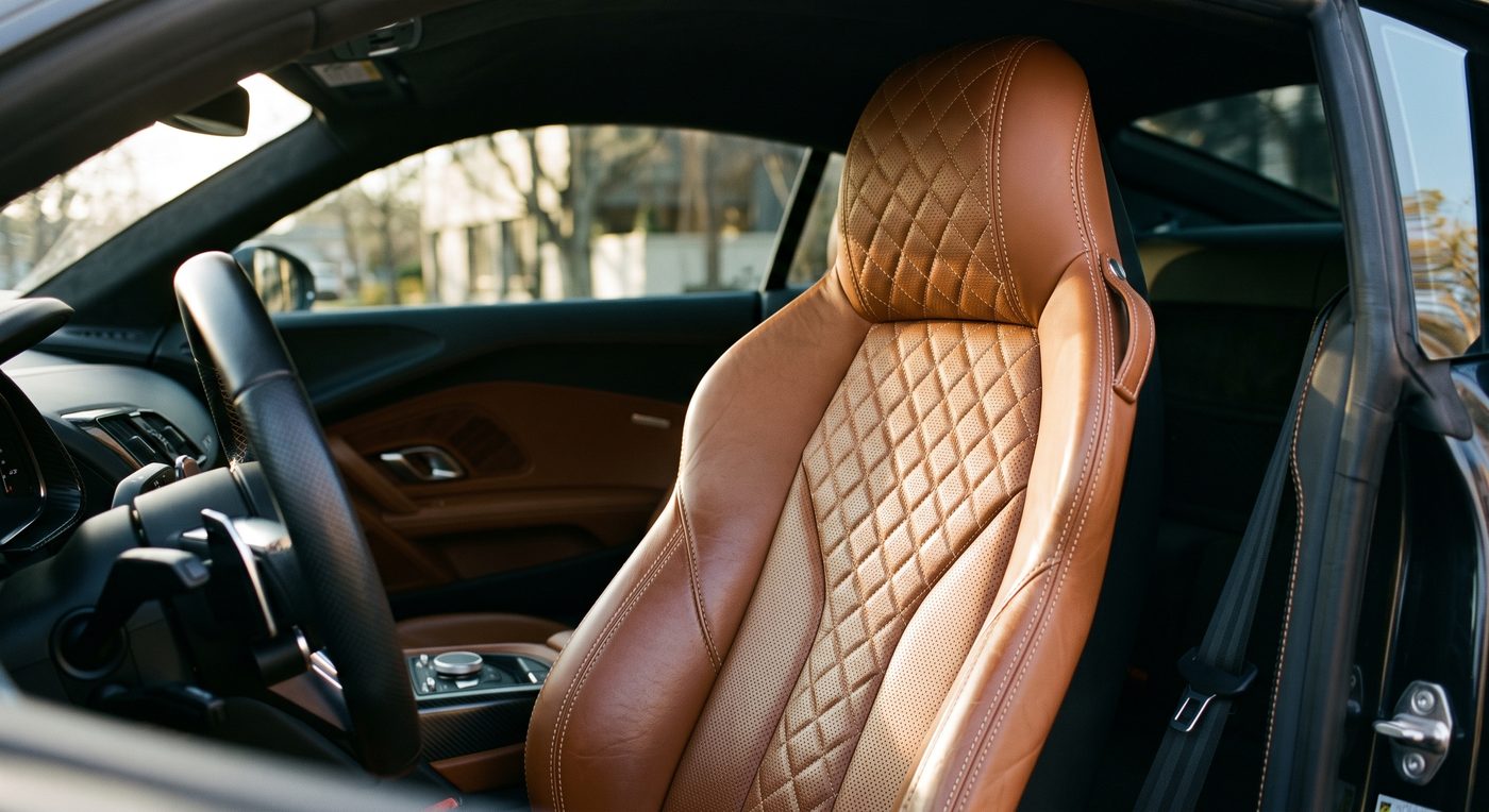 Cuir de sellerie automobile déposé sur un véhicule hors d’usage